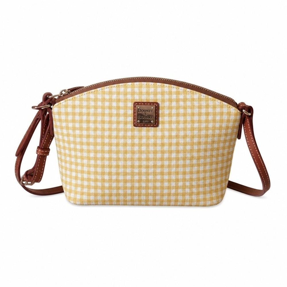 Dooney And Bourke Suki Gingham Yellow Crossbody Handbag NWOT Pristine